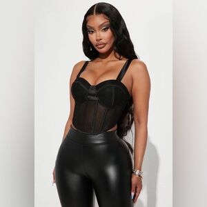 Fashion Nova That Deep Fishnet Bustier Top - Black
